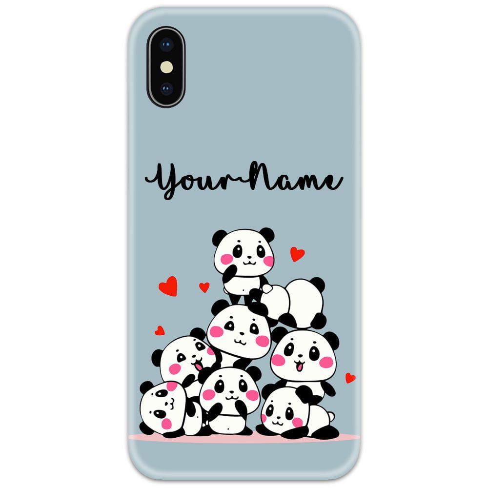 Cute Panda Slim Case Cover with Your Name