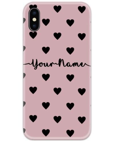 Heart Pattern Pink Slim Case Cover with Your Name