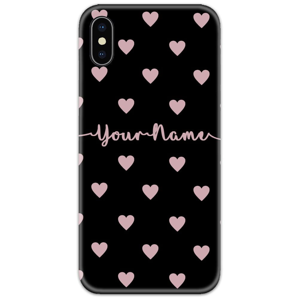 Heart Pattern Black Slim Case Cover with Your Name ShopperShine