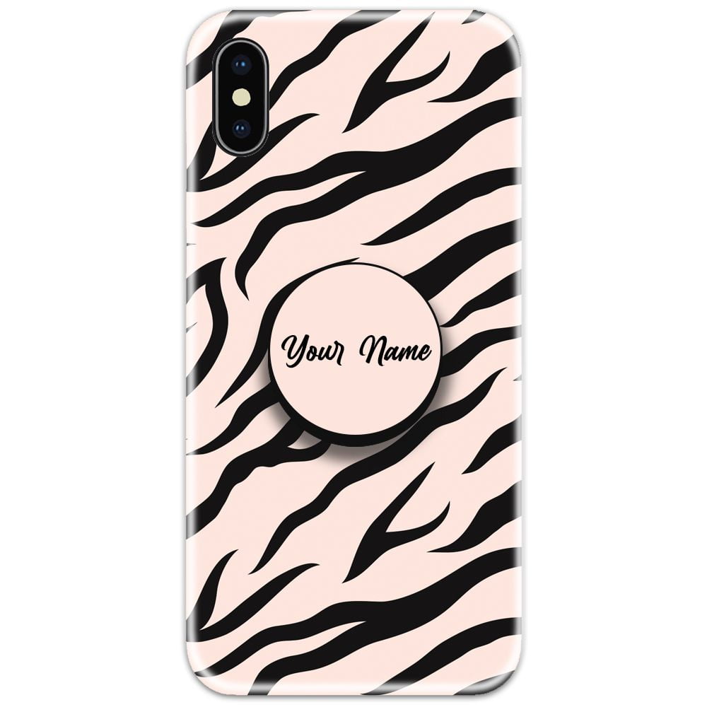 Pink Zebra Pattern Slim Case Cover with Your Name Pop Grip