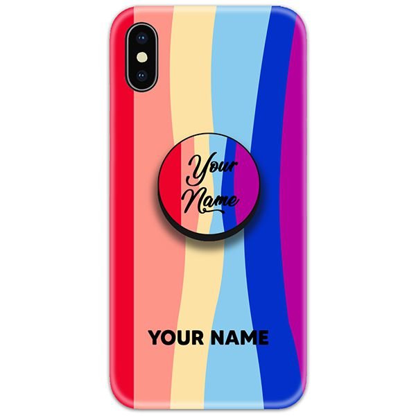 Rainbow Gradient Slim Case Cover with Your Name Pop Grip