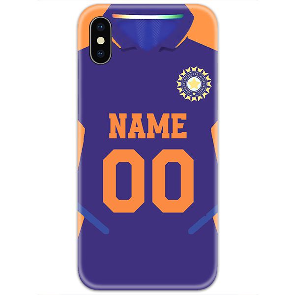 Indian Cricket Team Orange Jersey Mobile Cover With Name and Number