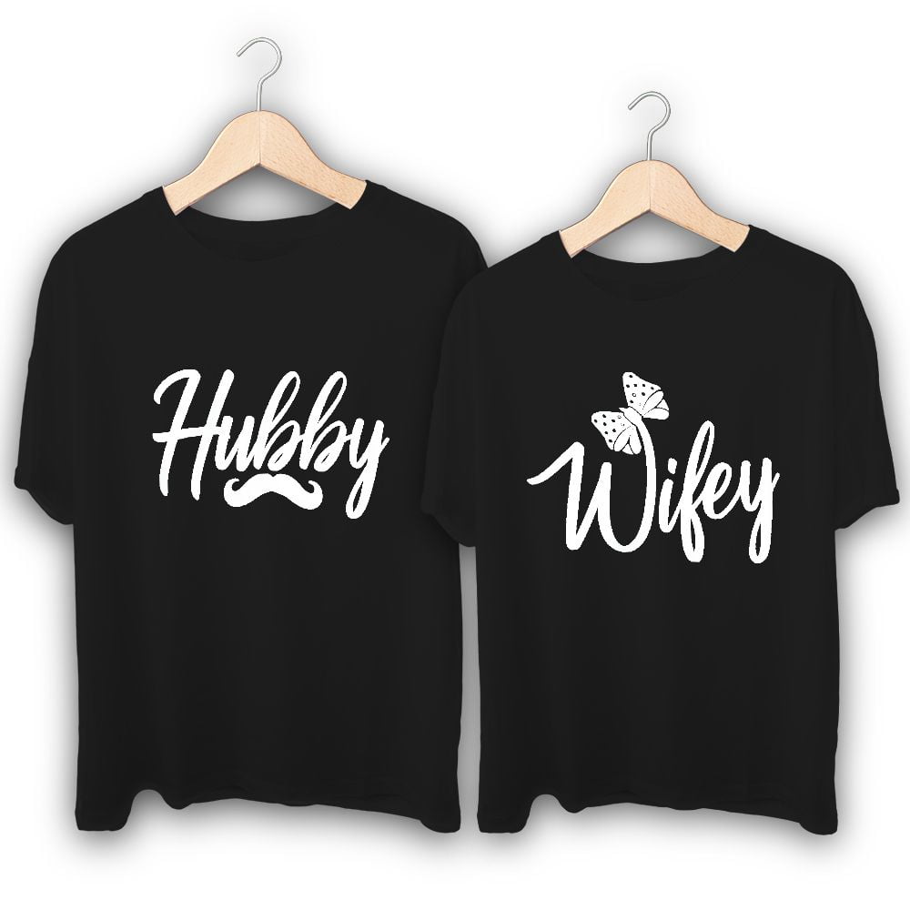 Hubby Wifey Couple T Shirts Shoppershine