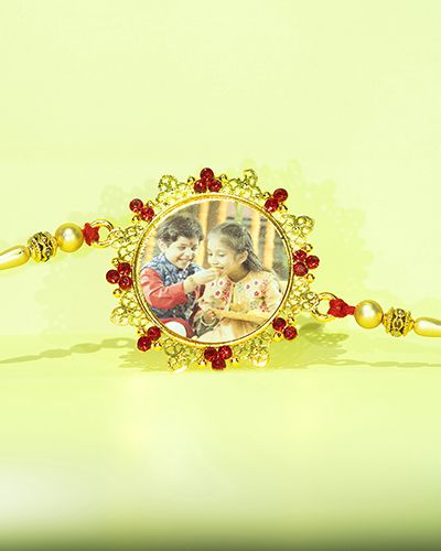 Custom Red Stones Fancy Design Rakhi