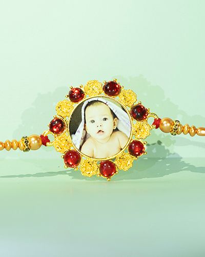 Custom Red Big Stones Rakhi