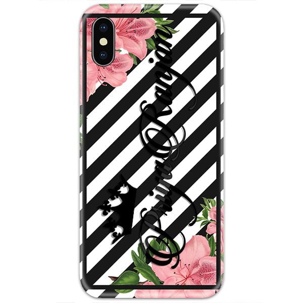 Black Lines Corner Flowers Custom 4D Name Case