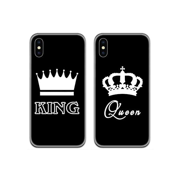 King Queen Crown Couple Case Back Covers ShopperShine