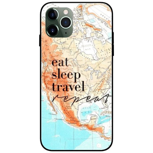 Eat Sleep Travel Repeat Glass Case Back Cover