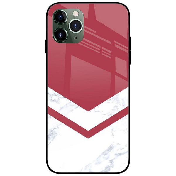 Red Marble Chevron Glass Case Back Cover