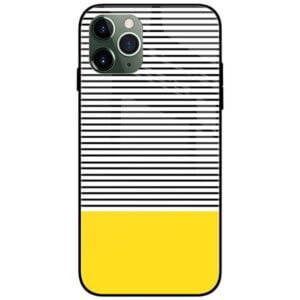 Lines on Yellow Block Glass Case Back Cover