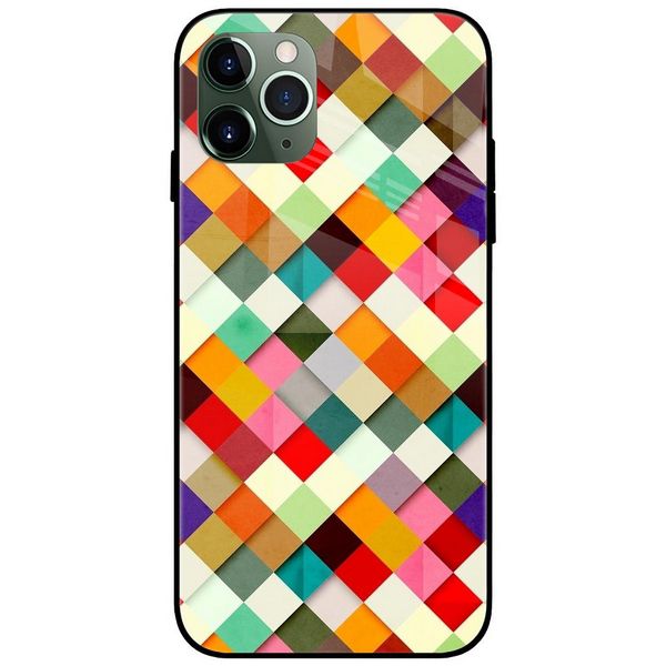 Colorful Diamonds Shadow Pattern Glass Case Back Cover