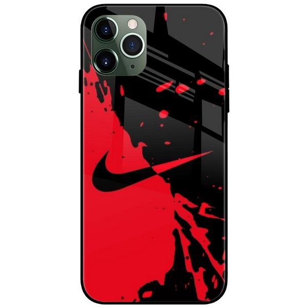Nike Red Black Glass Case Back Cover