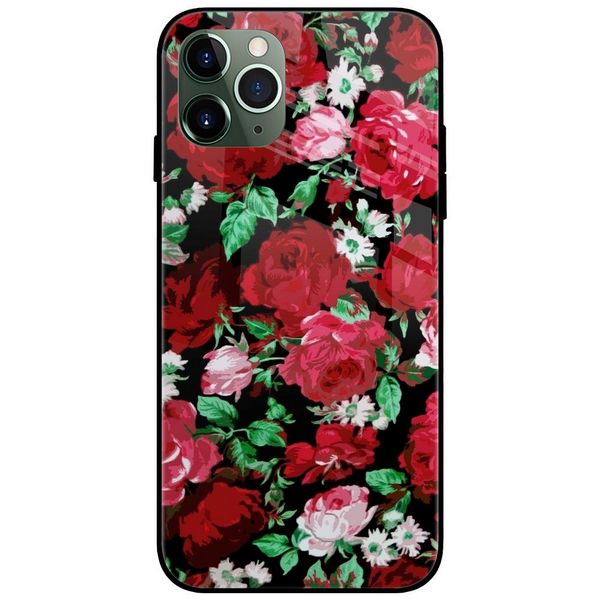 Roses in Black Background Glass Case Back Cover