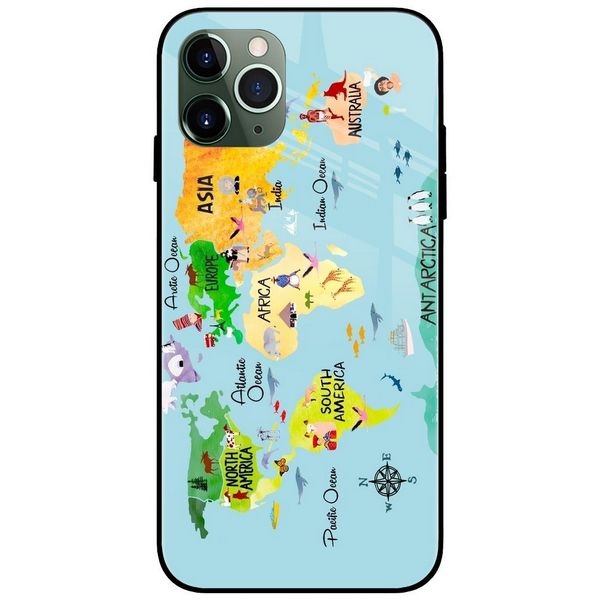 World Map Glass Case Back Cover