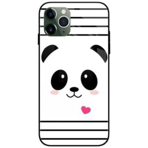 Cute Panda Heart Glass Case Back Cover