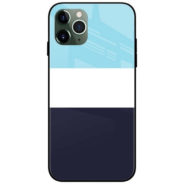Blue Horizontal Lines Glass Case Back Cover