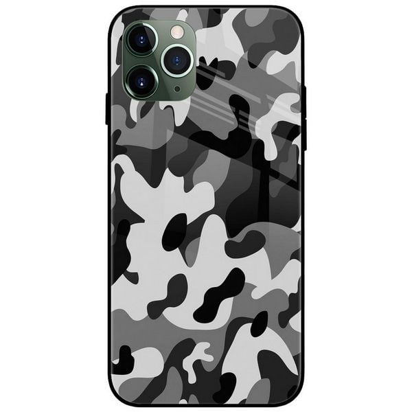 Military Army Camouflage Grey Glass Case Back Cover