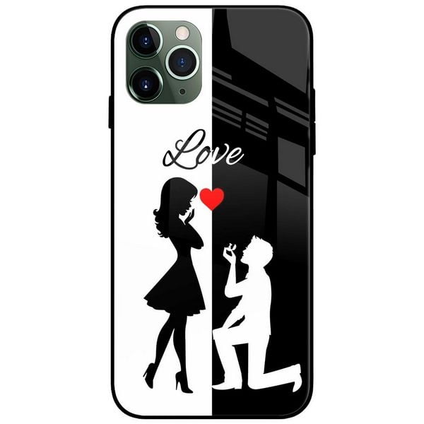 Love Couple Glass Case Back Cover