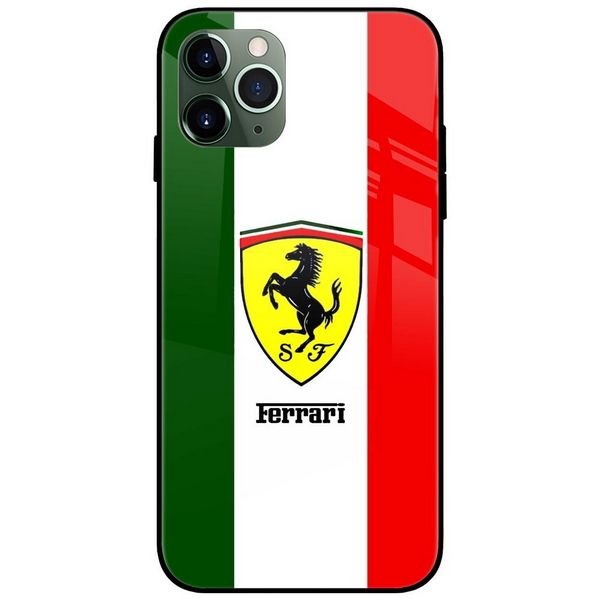 Ferrari Green Red Glass Case Back Cover