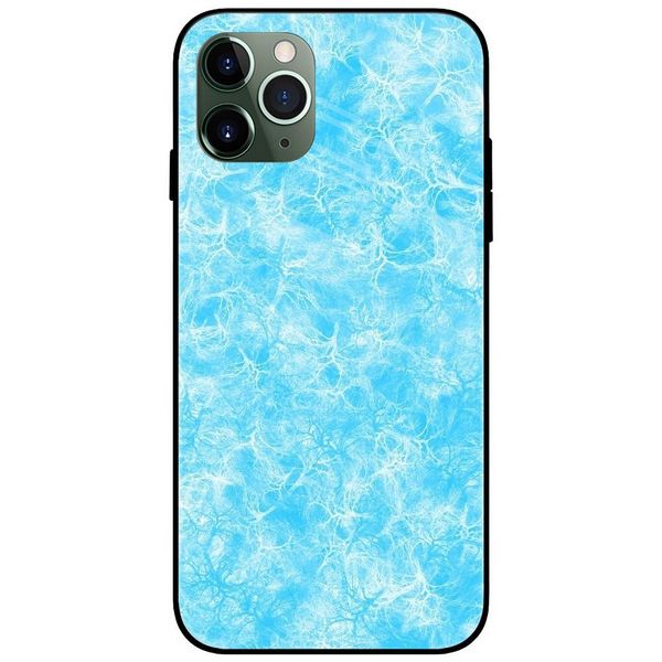 Turquoise White Pattern Glass Case Back Cover
