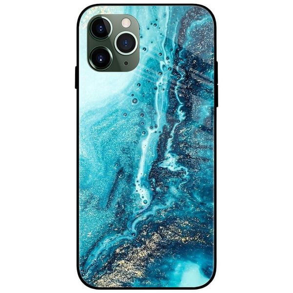 Turquoise Marble Cutting Glass Case Back Cover
