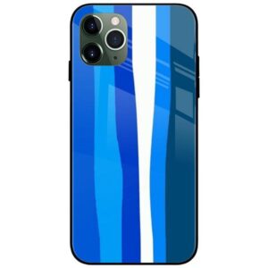 Multicolor Blue Lines Glass Case Back Cover