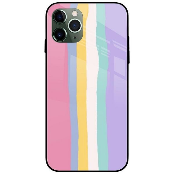 Rainbow Multicolor Light Lines Glass Case Back Cover