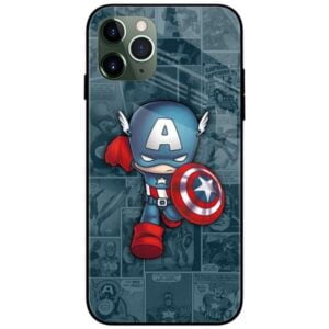 Cute Captain America Comic Glass Case Back Cover