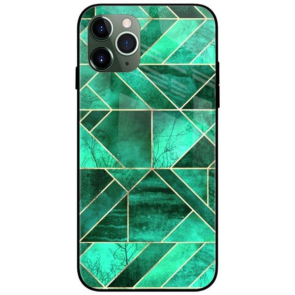 Green Marble Pattern Glass Case Back Cover