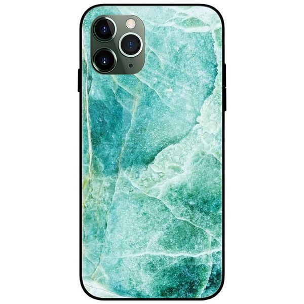 Mint Green Color Marble Glass Case Back Cover