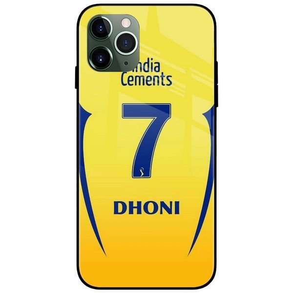 Dhoni Jersey Number 7 Back Glass Case Back Cover
