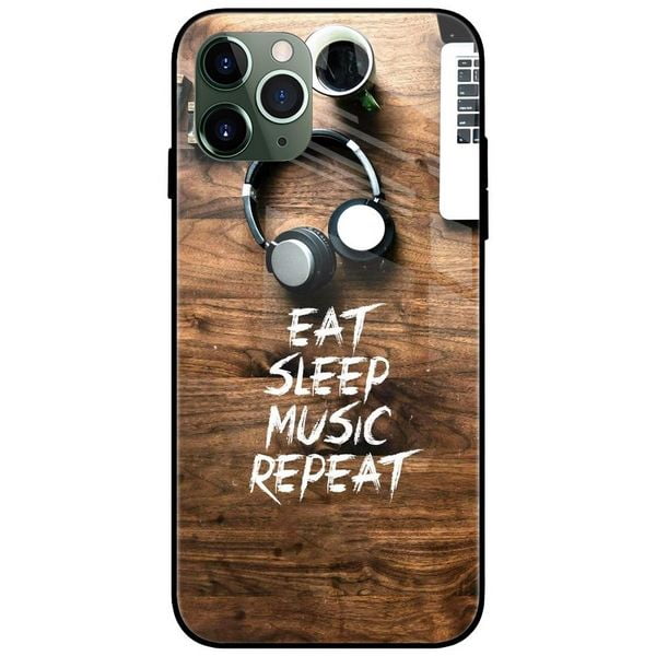 Eat Sleep Music Repeat Glass Case Back Cover