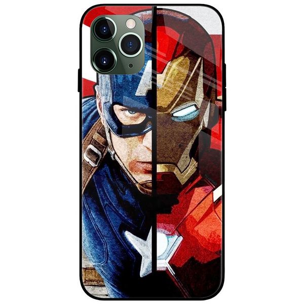 MR-GS-SS23356.jpg Captain America Vs Iron Man Half Face Glass Case Back Cover