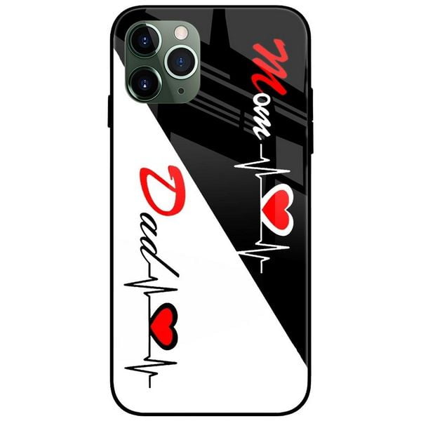 Mom Dad Heartbeat Glass Case Back Cover