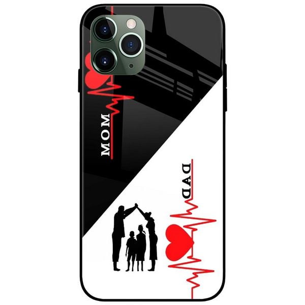 Mom Dad Family Heartbeat Glass Case Back Cover