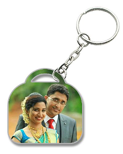 Custom Bag Shape Wooden Photo Keychain