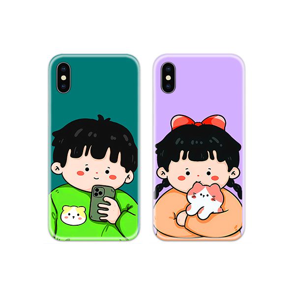 SS-MR-CC-DN-0210.jpg Cute Pet Lovers Couple Case Back Covers