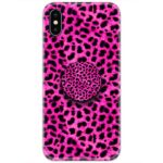 Pink Leopard Pattern Slim Case Back Cover with Pop Grip