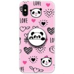 Panda Love Pink Slim Case Back Cover with Pop Grip