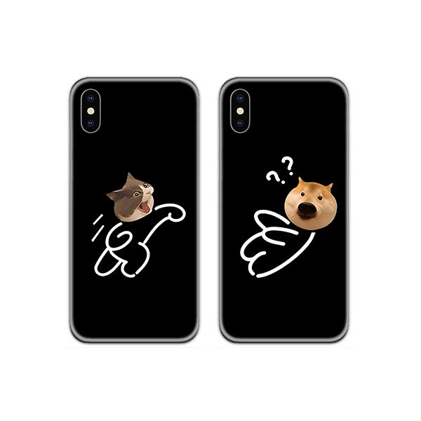 Fighting Cat Dog Couple Case Back Covers