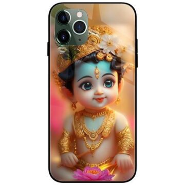 Cute baby Krishna Glass Case Back Cover