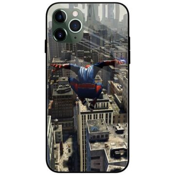 Spiderman swinging in New York Glass Case Back Cover