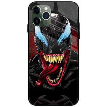 Venom Crazy Face Glass Case Back Cover