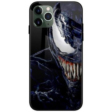 Venom Half Face Glass Case Back Cover