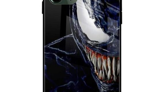 Venom Half Face Glass Case Back Cover