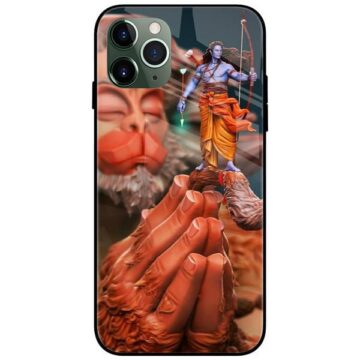 Shree Ram in Hanuman Hand Glass Case Back Cover