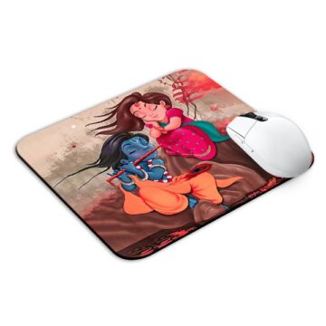 Cute Radha Krishna in Vrindavan Mouse Pad