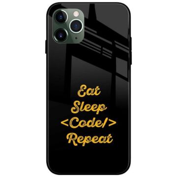 Eat Sleep Code Repeat Glass Case Back Cover