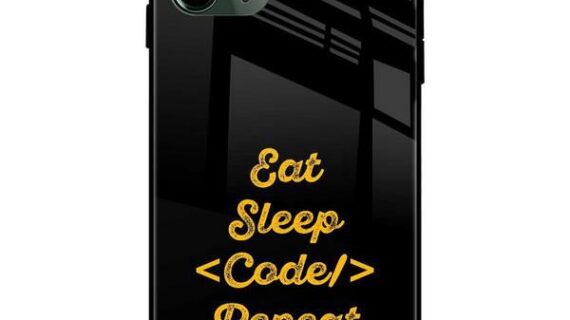 Eat Sleep Code Repeat Glass Case Back Cover