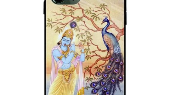 Krishna Painting Glass Case Back Cover